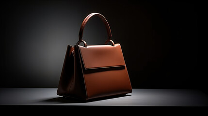 Wall Mural - Luxury Leather Handbag and minimalistic backdrop. Created with Generative AI