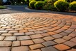 Clean block paving with powerful washer. Generative AI