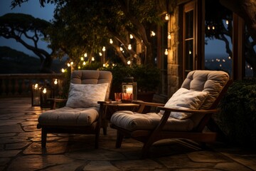 Wall Mural - outdoor living room on a warm evening