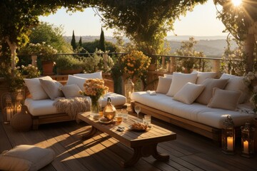 Wall Mural - outdoor living room on a warm evening