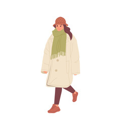 Sticker - Attractive young woman cartoon street style model character dressed in fashion oversized coat