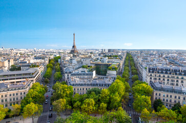 Wall Mural - Cityscape of Paris with Eiffel Tower