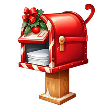 Cartoon Clipart Of A North Pole Mailbox For Letters To Santa, Transparent Background