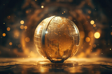 Wall Mural - World globe in cyber world of information. Future and industry concept with communication and technology. Generative AI