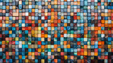 Multicolor rainbow mosaic square tile pattern, tiled background 