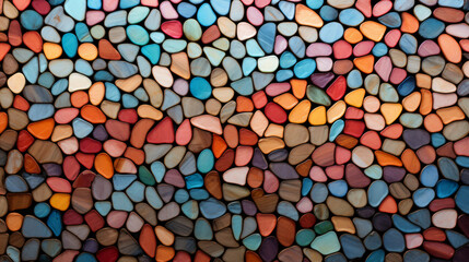 Wall Mural - Multicolor rainbow mosaic pebbles pattern, tiled background 