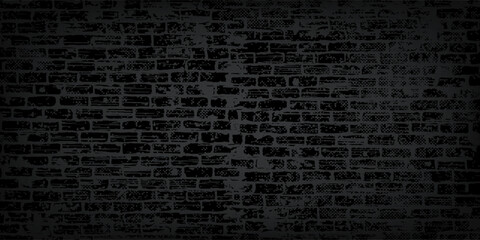 Poster - luxury black metal gradient background with distressed brick wall texture. vector illustration