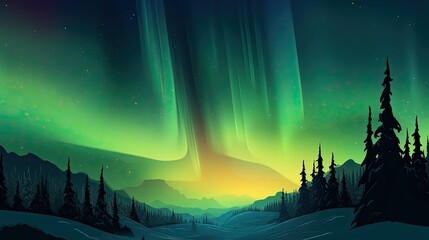 Wall Mural - Magical And Mystical Northern Lights Aurora Borealis