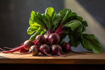 Wall Mural - Fresh organic beetroot over wooden background, fresh beet.