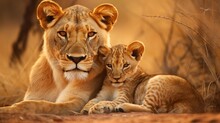 Predator´s Love. Lioness And Cub In The Kruger NP, South Africa : Generative AI