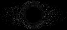 Abstract Digital Circles Of White Particles. Big Data Visualization Into Cyberspace. Network Information Decay. Futuristic Modern Background. Vector Illustration. EPS 10.