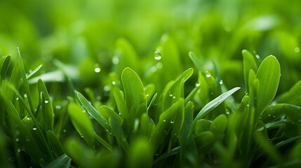 Green fresh plants grass closeup for background : Generative AI