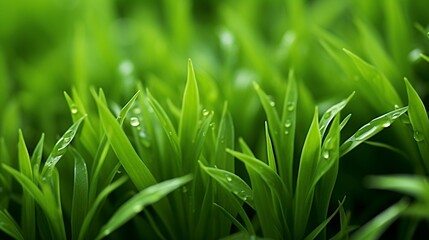 Poster - Green fresh plants grass closeup for background : Generative AI