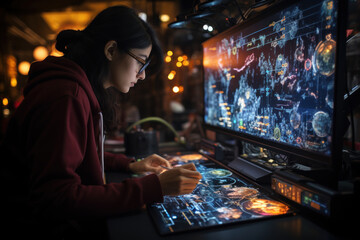 Poster - A teacher uses multimedia tools to make the learning experience engaging for both in-person and remote learners in a hybrid class. Generative AI.