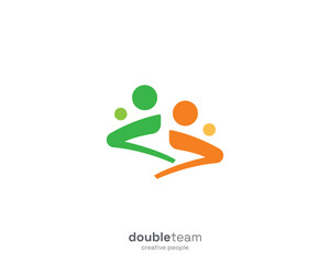 Colorful double team of education logo