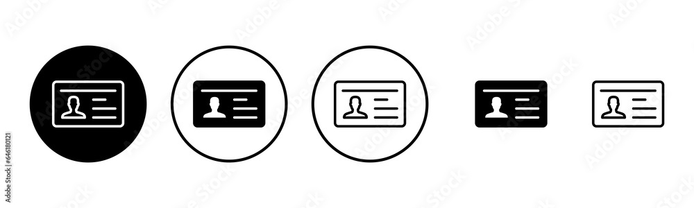License icon set illustration. ID card icon. driver license, staff ...