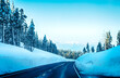 Snow road to Lake Tahoe, California