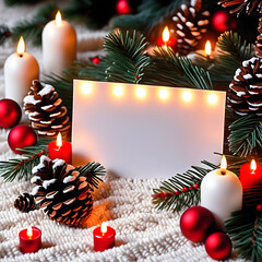 Wall Mural - christmas background with candles