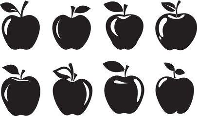 Canvas Print - Apple vector silhouette illustration black color