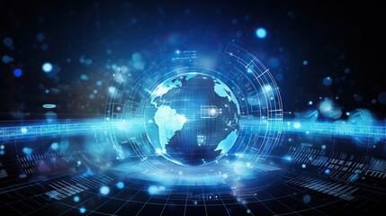 Poster - Abstract background of future technology concept for business solutions. circle, globe. Generative AI