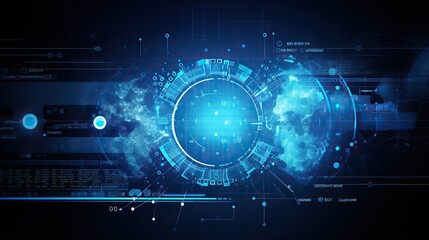 Poster - Abstract background of future technology concept for business solutions.circle,globe. Generative AI