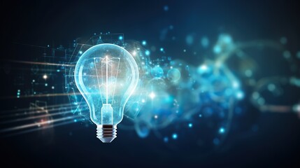 Poster - free photos Light bulb abstract background ,future technology concept for business solution.Generative AI