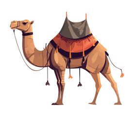 Wall Mural - camel with seat icon isolated