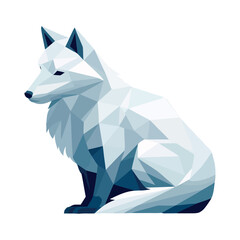 Sticker - Geometric white fox icon isolated