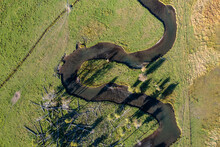 A Top Down Aerial View Of A Meander In A Creek In Wyoming Near The Grand Tetons