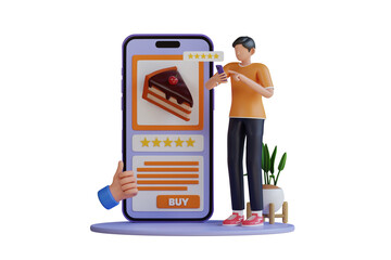 Poster - Rating on the food app 3d Illustration