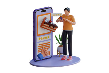 Poster - Rating on the food app 3d Illustration