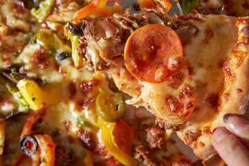 Poster - close up of pizza with vegetables