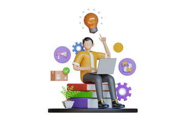 Poster - Business idea management 3d Illustration