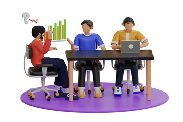 Poster - Discuss About Business Solution 3d Illustration