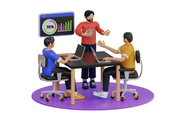 Poster - Team Discussion About Business 3d Illustration