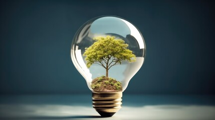 Wall Mural - Tree growing inside light bulb, Alternative energy, Green energy.