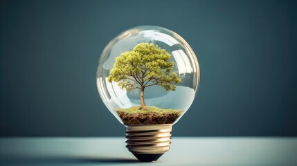 Wall Mural - Tree growing inside light bulb, Alternative energy, Green energy.