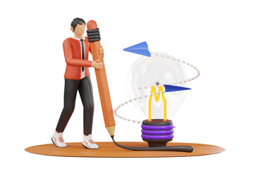 Poster - Creative Write Idea 3d Illustration