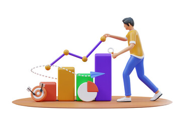 Poster - Marketing Growth Analytics 3d Illustration