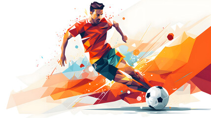 Wall Mural - soccer player with ball on abstract colorful background