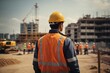 © Viewvie - Rear view of civil engineer looking at construction site with building under construction