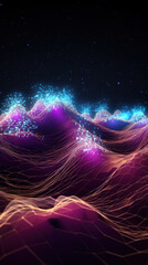 Poster - Futuristic big data visualization wave blue and purple background