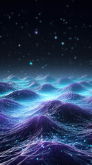 Poster - Futuristic big data visualization wave blue and purple background