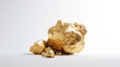 Closeup of big gold nugget on white background