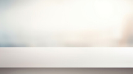 Poster - Empty white table blurred on soft light gently bokeh background