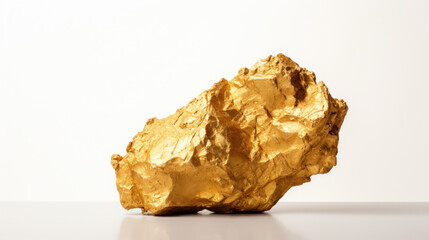 Closeup of big gold nugget on white background