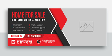 Wall Mural - Real estate web banner and social media facebook cover template