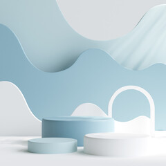 Wall Mural - podium with shape curve on background for product presentation. 3d illustration.