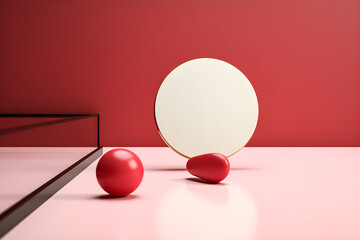 Poster - 3d geometric shapes. realistic render design. abstract colored minimalistic composition. generate ai