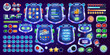 © Vector Tradition - Cartoon galaxy space game interface. Game buttons, gui elements, ui game asset of menu vector screens. Spaceship status bars, panels and buttons with planets, coins, stars, UFO and alien characters